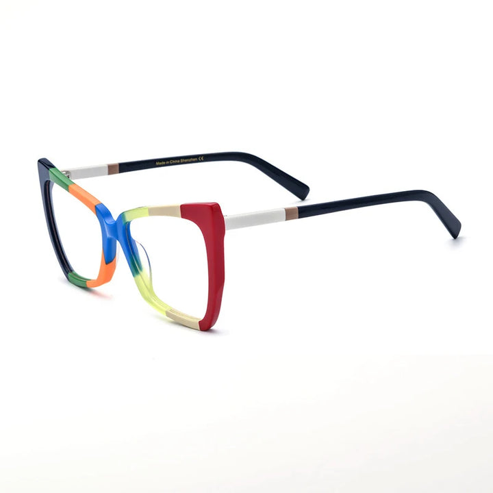 Nobler Unisex Full Rim Irregular Cat Eye Acetate Eyeglasses 19335 Full Rim Nobler C6