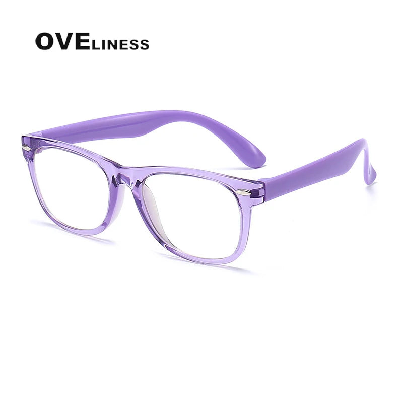 Oveliness Youth Unisex Full Rim Square Tr 90 Titanium Eyeglasses F802 Full Rim Oveliness purple  