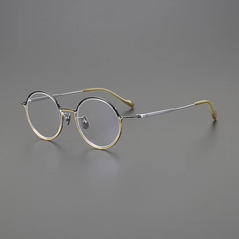 Gatenac Unisex Full Rim Round Oval Round Titanium Eyeglasses Gxyj1561 Full Rim Gatenac Yellow