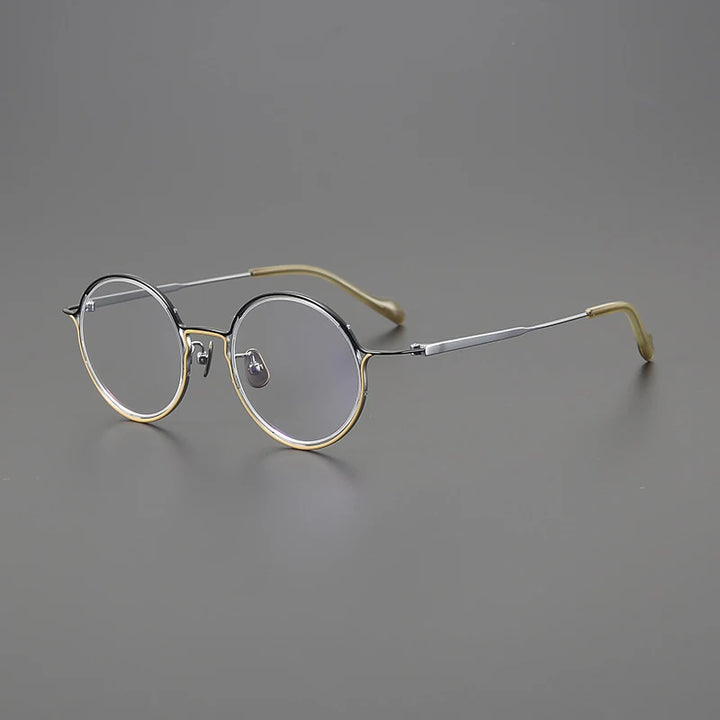 Gatenac Unisex Full Rim Round Oval Round Titanium Eyeglasses Gxyj1561 Full Rim Gatenac Yellow
