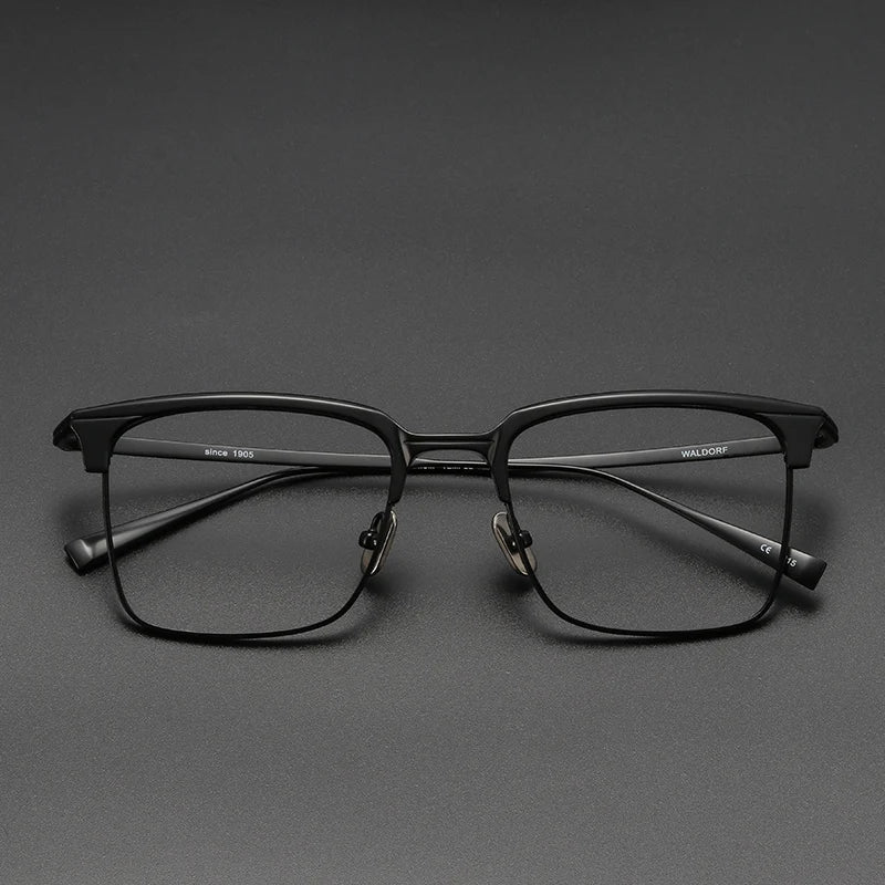 Black Mask Unisex Full Rim Square Titanium Square Eyeglasses 14242 Full Rim Black Mask Black