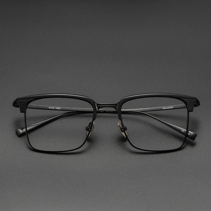 Black Mask Unisex Full Rim Square Titanium Square Eyeglasses 14242 Full Rim Black Mask Black