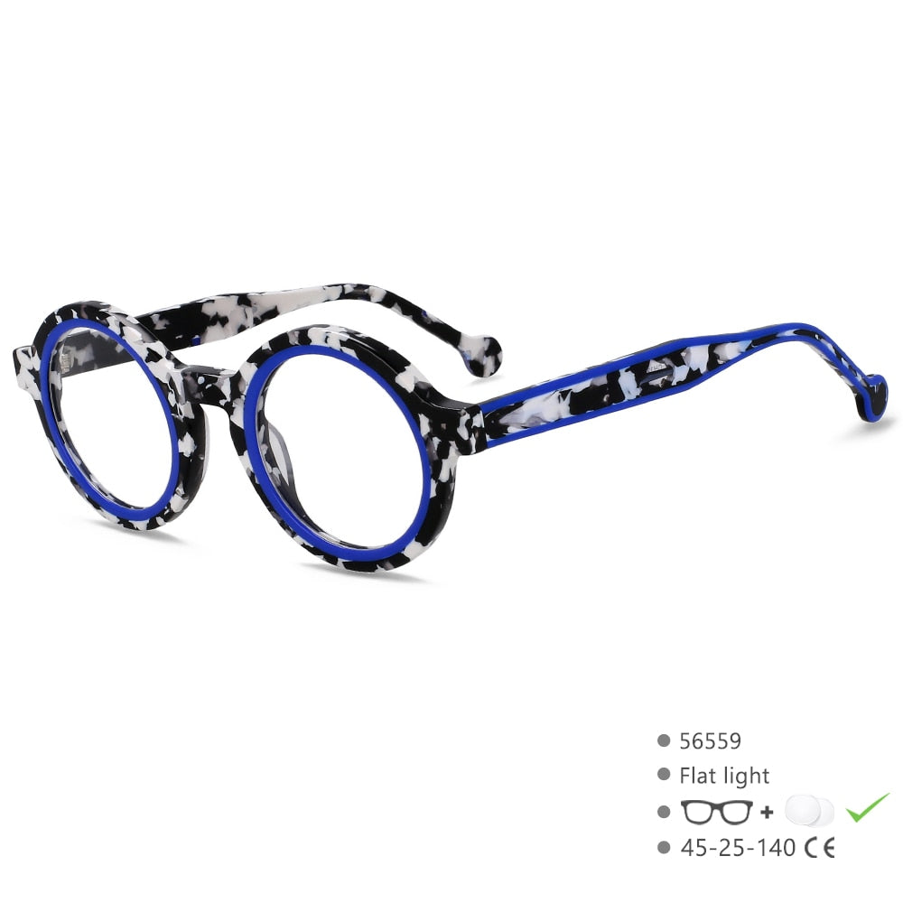 CCspace Women's Full Rim Small Round Acetate Eyeglasses 56559 Full Rim CCspace C3Blue