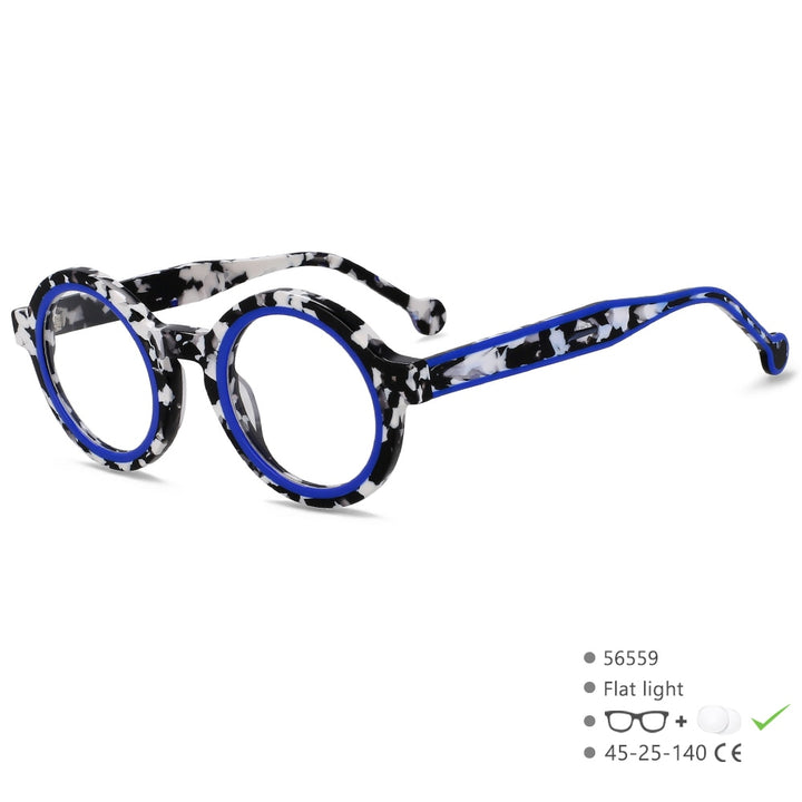 CCspace Women's Full Rim Small Round Acetate Eyeglasses 56559 Full Rim CCspace C3Blue
