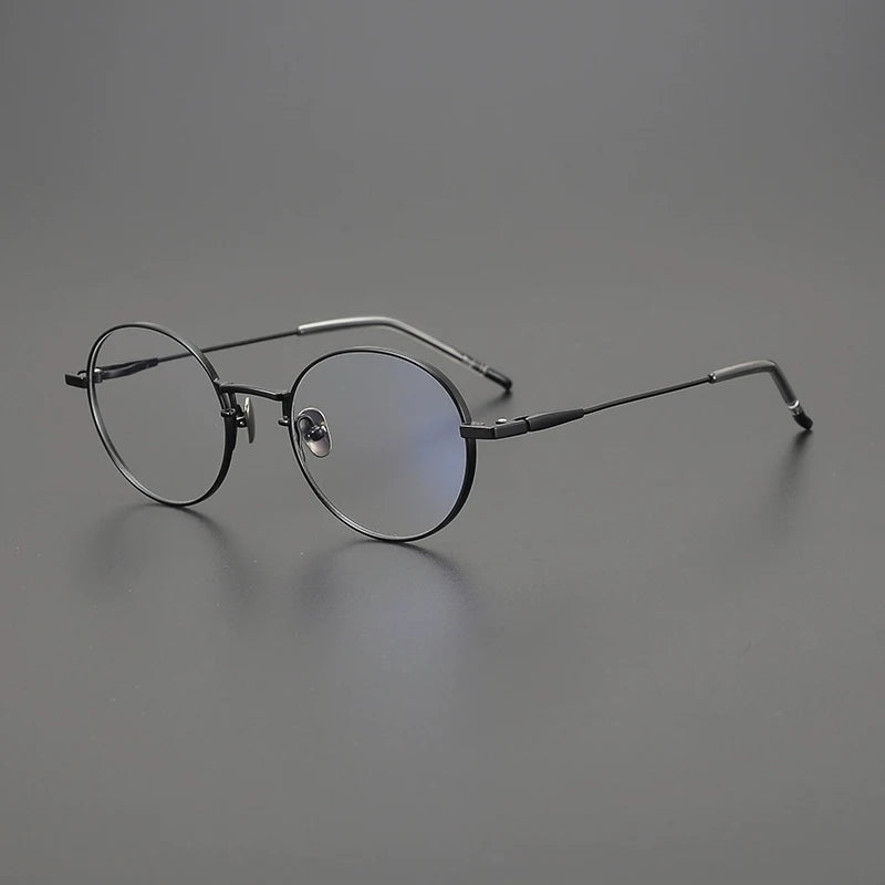 Gatenac Unisex Full Rim Oval Round Titanium Eyeglasses Gxyj1558 Full Rim Gatenac Black