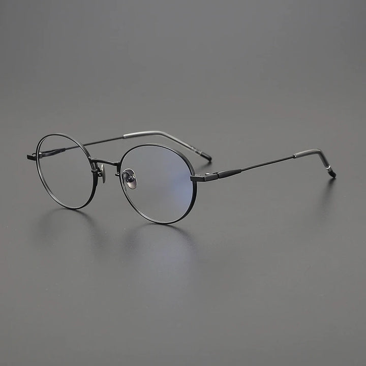 Gatenac Unisex Full Rim Oval Round Titanium Eyeglasses Gxyj1558 Full Rim Gatenac Black