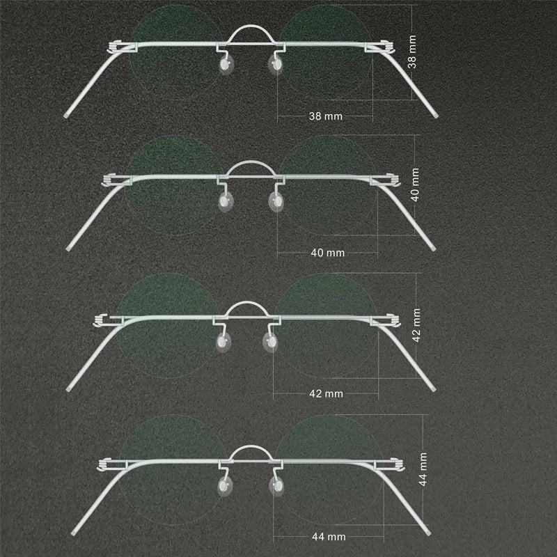 Yujo Unisex Rimless Round Stainless Steel Eyeglasses Y3840 Rimless Yujo