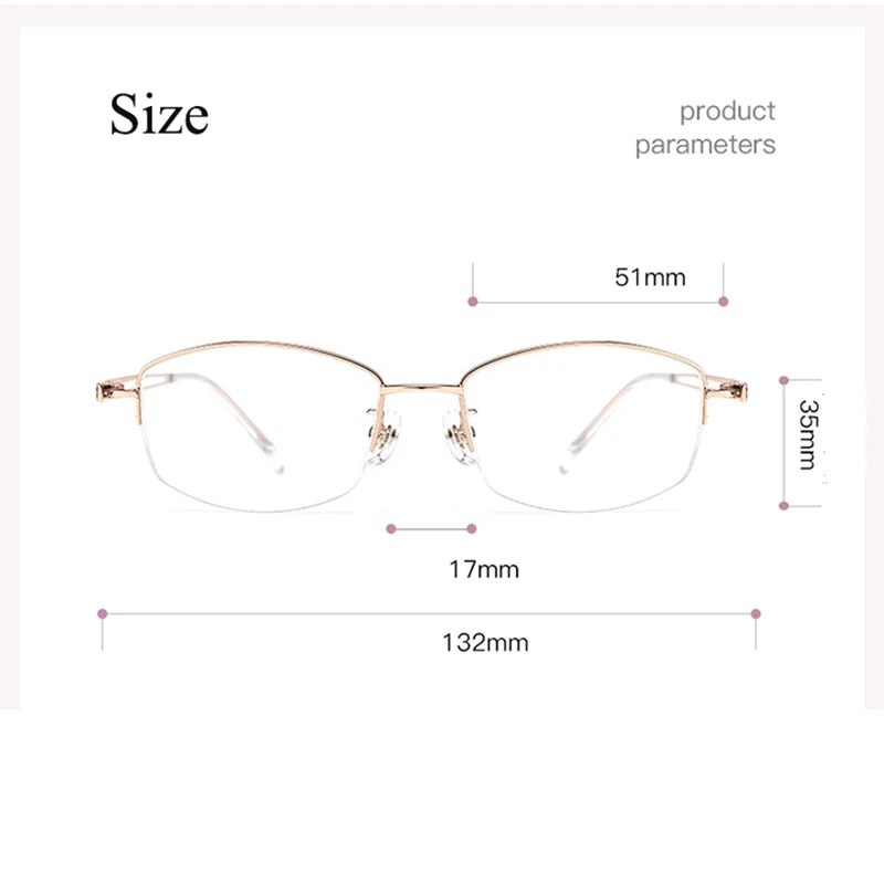 Bclear Women's Semi Rim Square Titanium Eyeglasses 6006b Semi Rim Bclear