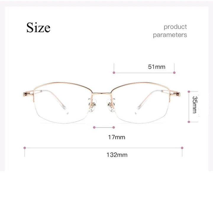 Bclear Women's Semi Rim Square Titanium Eyeglasses 6006b Semi Rim Bclear
