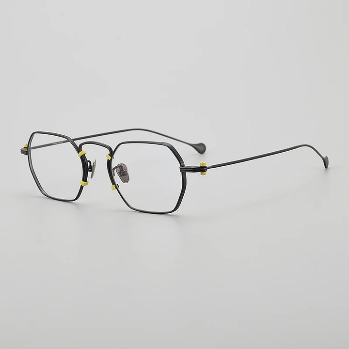 Muzz Unisex Full Rim Flat Top Square Titanium Eyeglasses 1969 Full Rim Muzz Black