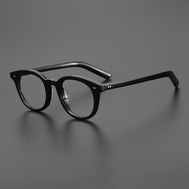 Gatenac Unisex Full Rim Round Square Handcrafted  Acetate Eyeglasses Gxyj1028 Full Rim Gatenac