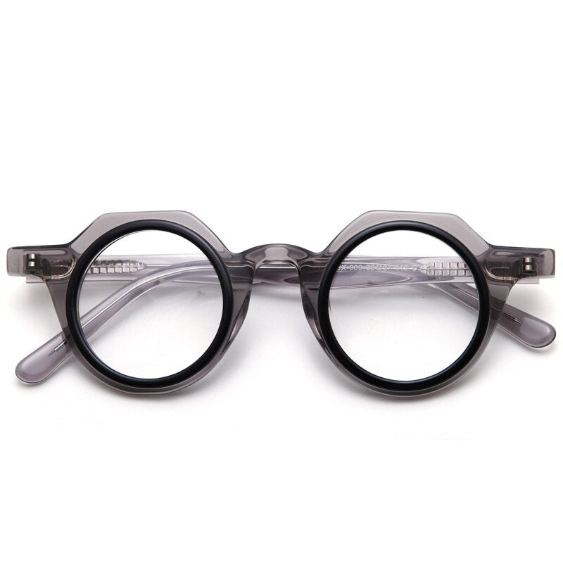 Muzz Unisex Full Rim Flat Top Round Acetate Eyeglasses 009 Full Rim Muzz C3
