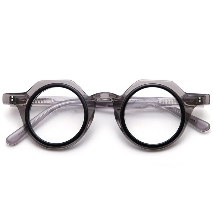 Muzz Unisex Full Rim Flat Top Round Acetate Eyeglasses 009 Full Rim Muzz C3
