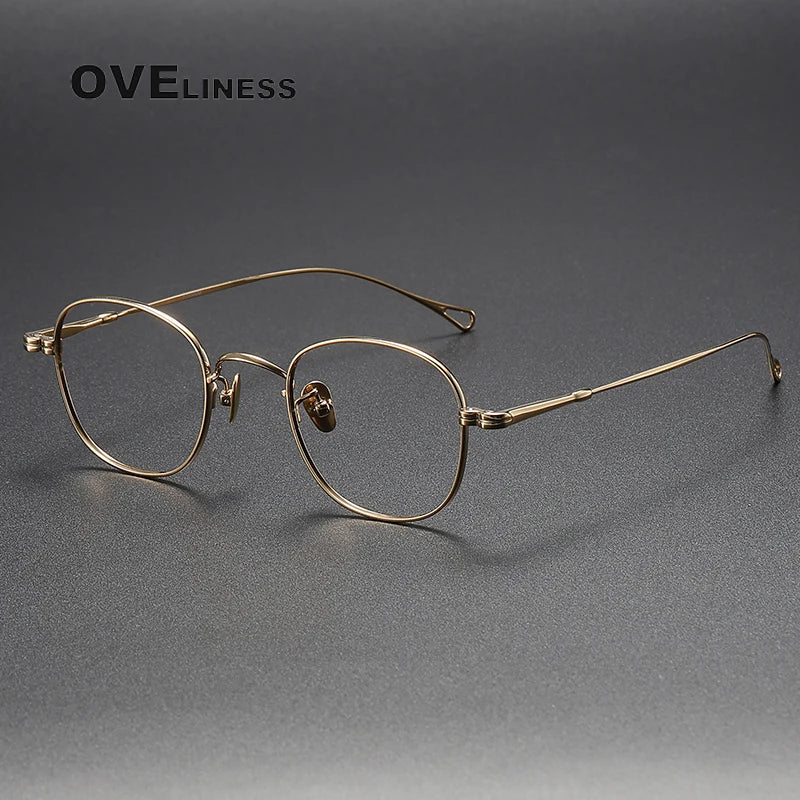 Oveliness Unisex Full Rim Oval  Titanium Eyeglasses Od07 Full Rim Oveliness gold  