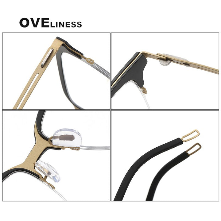 Oveliness Unisex Full Rim Square Screwless Titanium Eyeglasses 8202312 Full Rim Oveliness