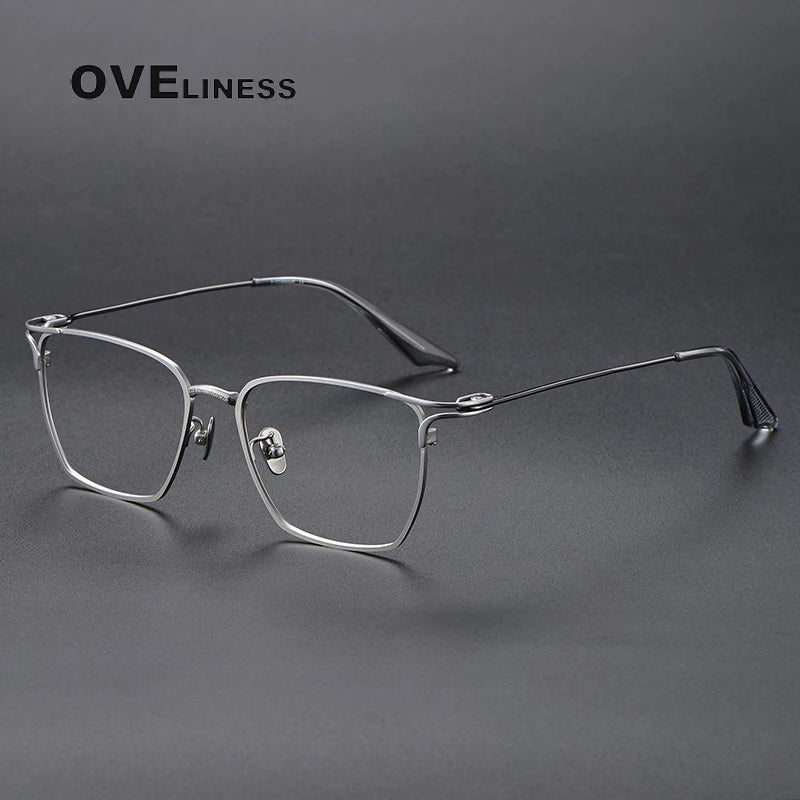Oveliness Unisex Full Rim Square Titanium Eyeglasses 80999 Full Rim Oveliness silver  