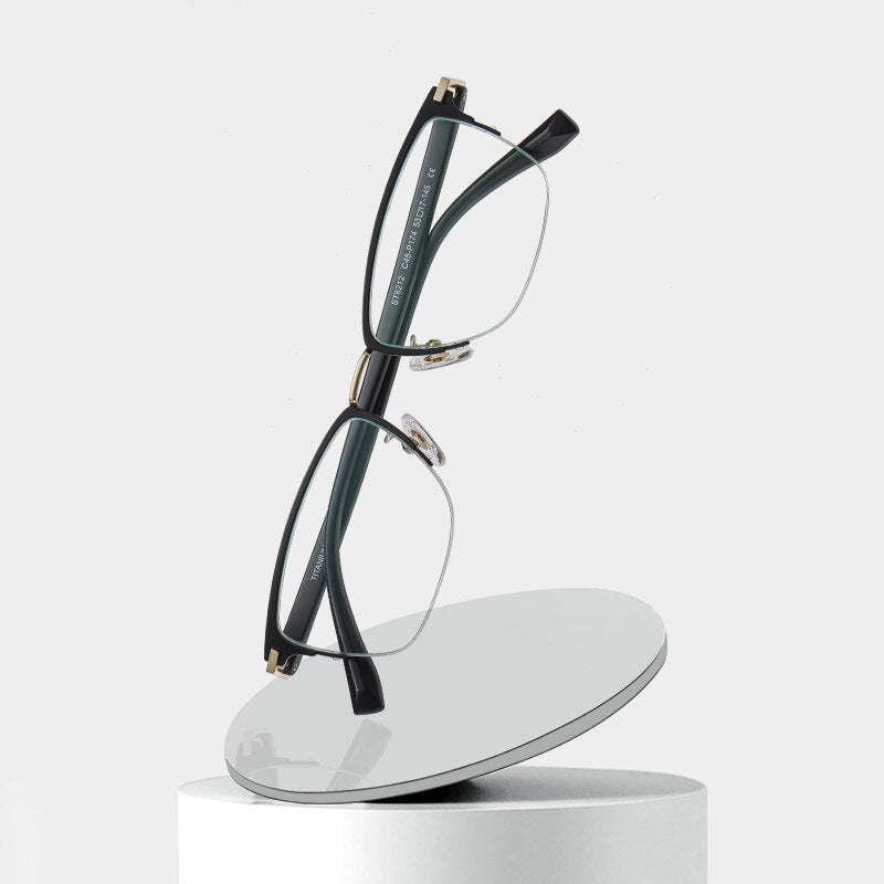 Zirosat Men's Semi Rim Square Tr 90 Titanium Eyeglasses St6212 Semi Rim Zirosat