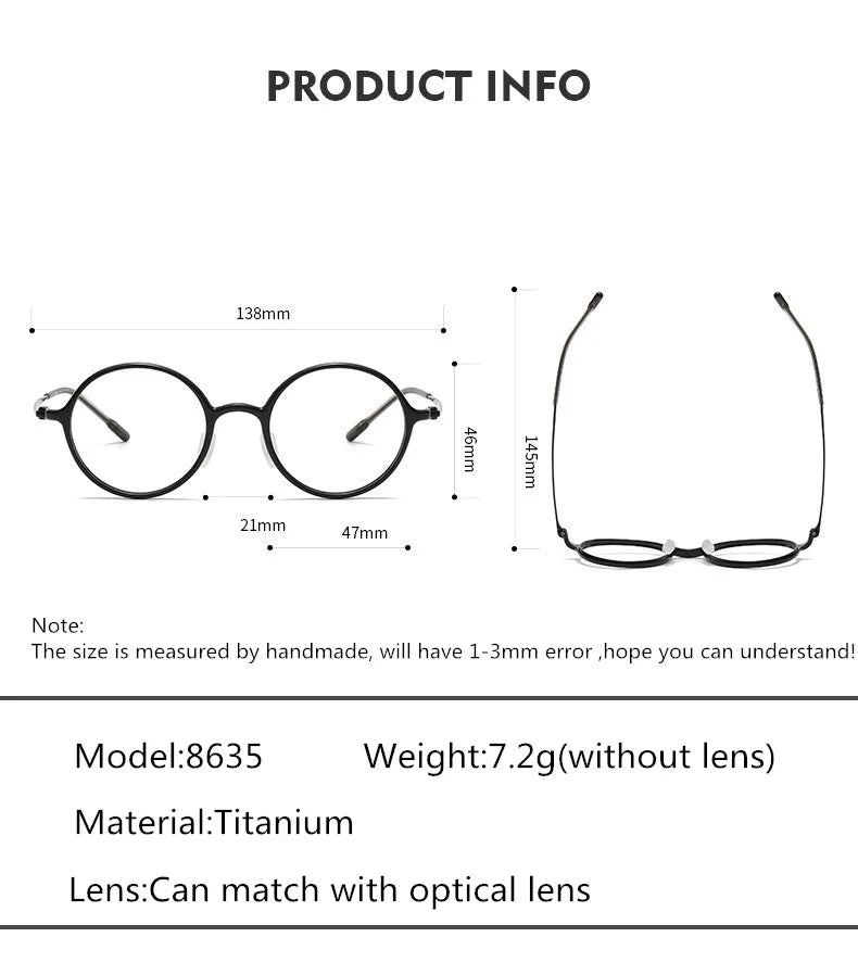 Aimee Unisex Full Rim Round Titanium Acetate Eyeglasses 8635 Full Rim Aimee