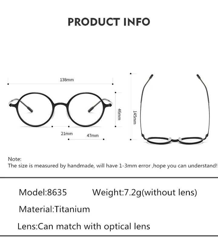 Aimee Unisex Full Rim Round Titanium Acetate Eyeglasses 8635 Full Rim Aimee