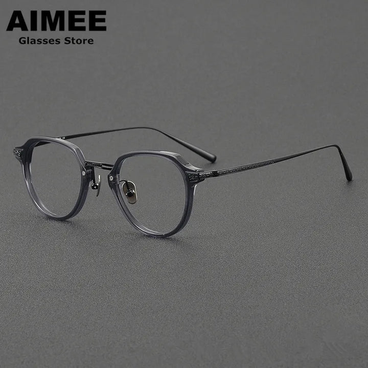 Aimee Women's Full Rim Oval Square Titanium Acetate Eyeglasses 49024 Full Rim Aimee