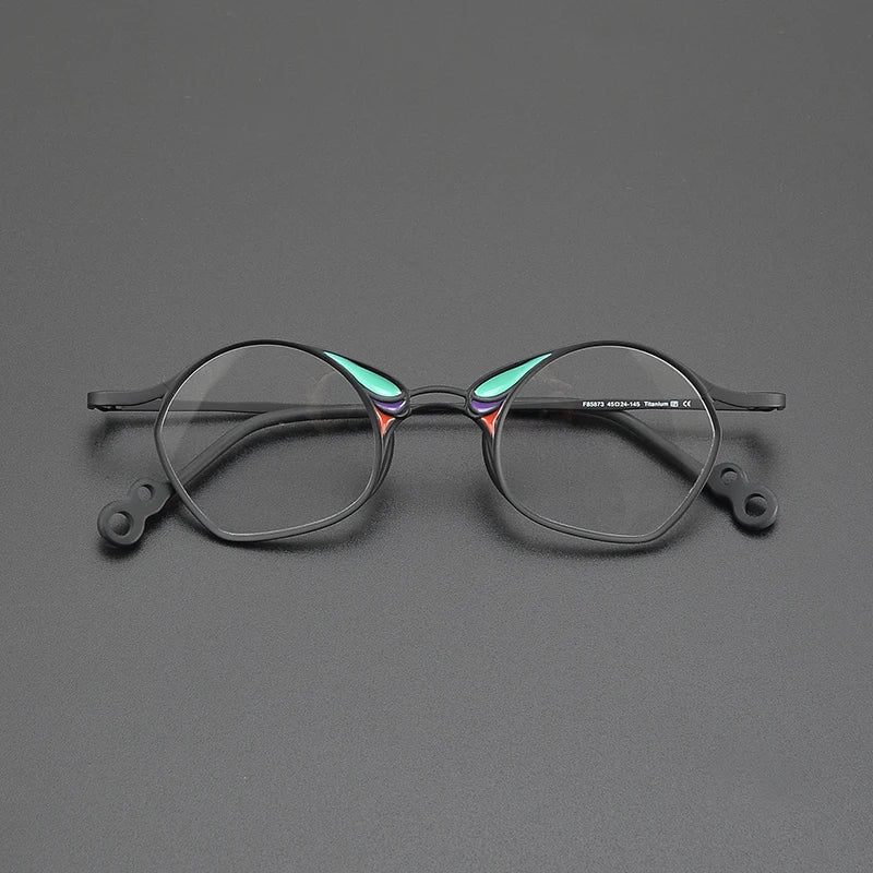 Nobler Women's Full Rim Irregular Oval Square Titanium Eyeglasses 185873