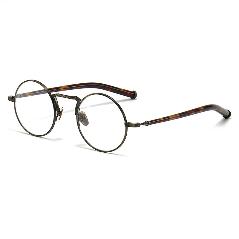 Black Mask Unisex Full Rim Round Titanium Eyeglasses 3119m Full Rim Black Mask Bronze