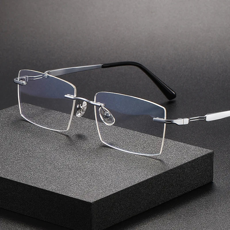 Hdcrafter Women's Rimless Square Titanium Eyeglasses  233302