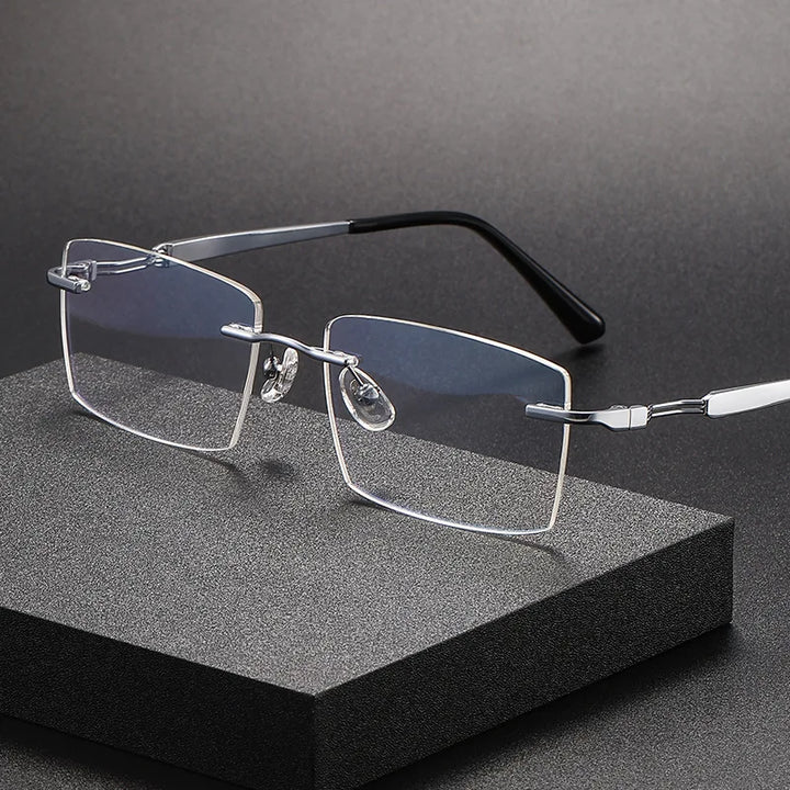 Hdcrafter Women's Rimless Square Titanium Eyeglasses  233302