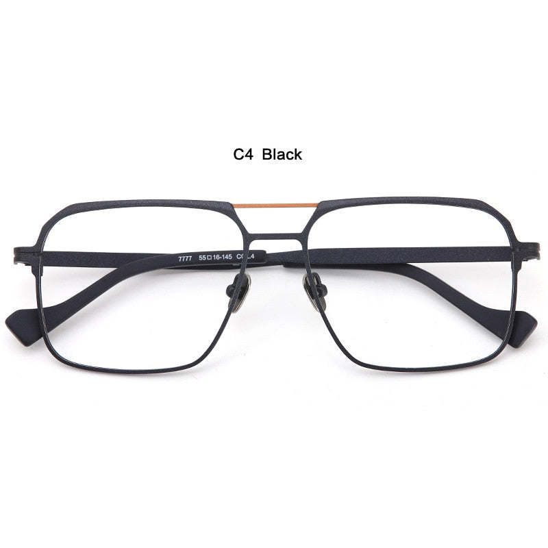 Muzz Unisex Full Rim Big Square Double Bridge  Titanium Eyeglasses 7777 Full Rim Muzz C4
