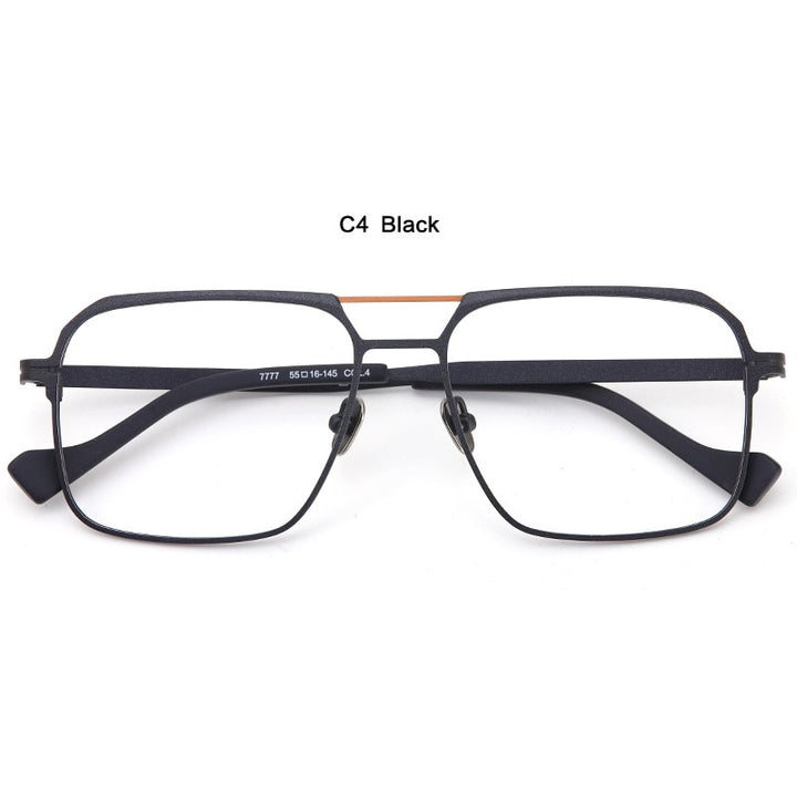 Muzz Unisex Full Rim Big Square Double Bridge  Titanium Eyeglasses 7777 Full Rim Muzz C4