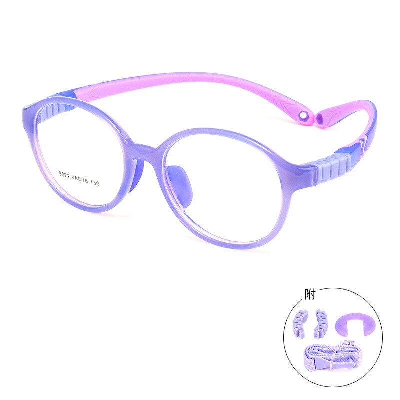 Yimaruili Unisex Children's Full Rim Round Tr 90 Silicone Eyeglasses 9022et Full Rim Yimaruili Eyeglasses Light Purple