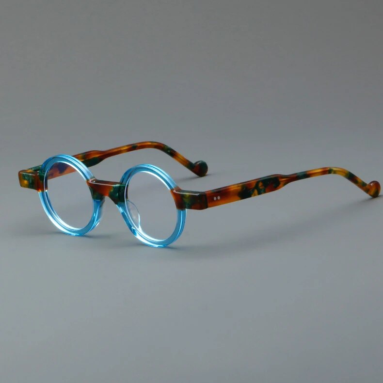 CCspace Unisex Full Rim Round Acetate Eyeglasses 57029 Full Rim CCspace Blue