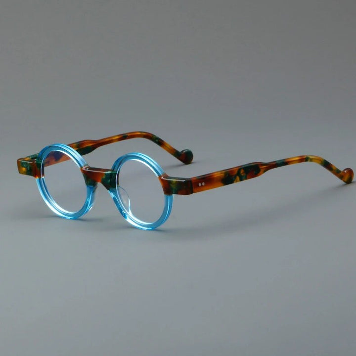 CCspace Unisex Full Rim Round Acetate Eyeglasses 57029 Full Rim CCspace Blue