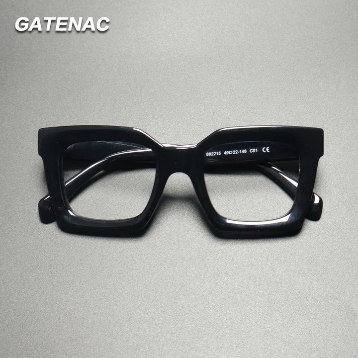 Gatenac Unisex Full Rim Square Thick Acetate Eyeglasses Gxyj156 Full Rim Gatenac