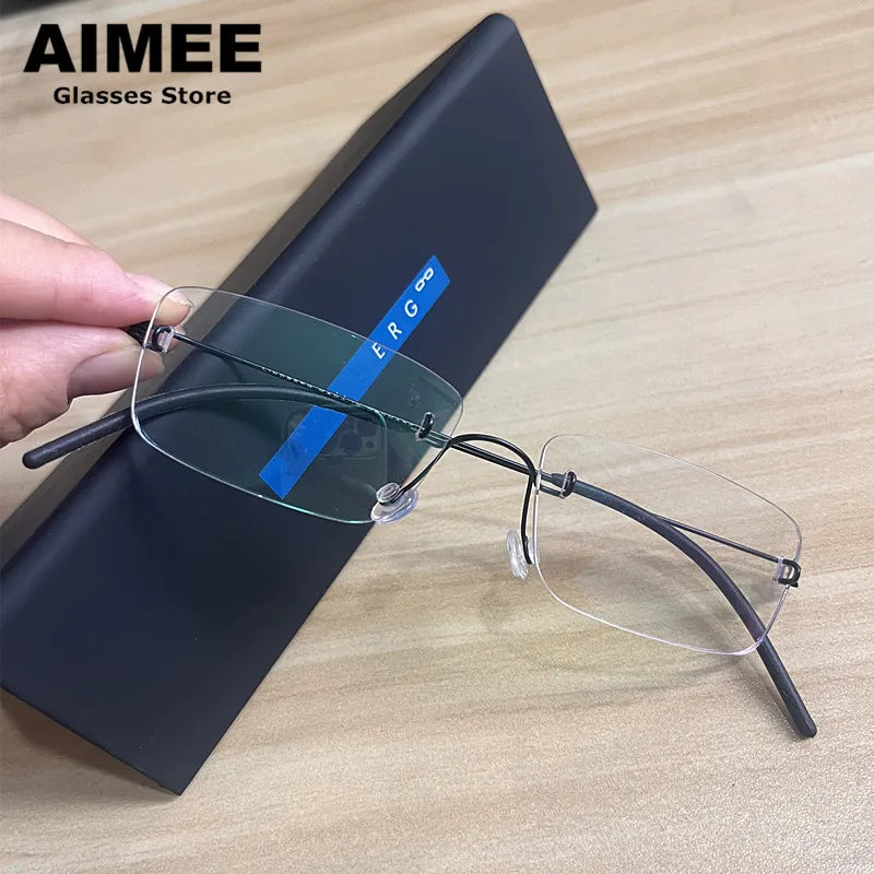 Aimee Women's Rimless Square Screwless Titanium Eyeglasses 52120