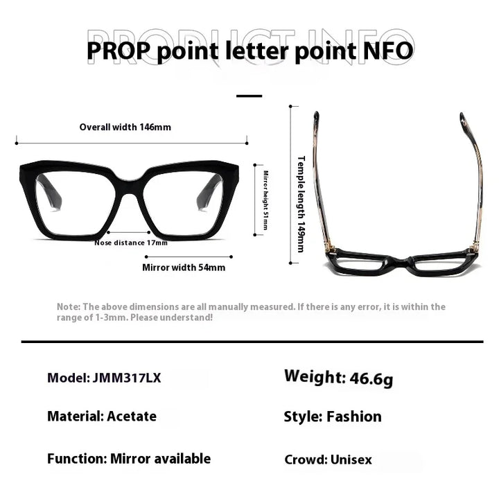 Muzz Unisex Full Rim Polygon Square Thick Acetate Eyeglasses 416317