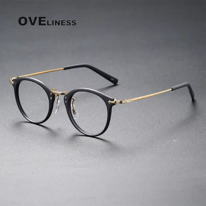 Oveliness Unisex Full Rim Oval Square Acetate Titanium Eyeglasses 614805