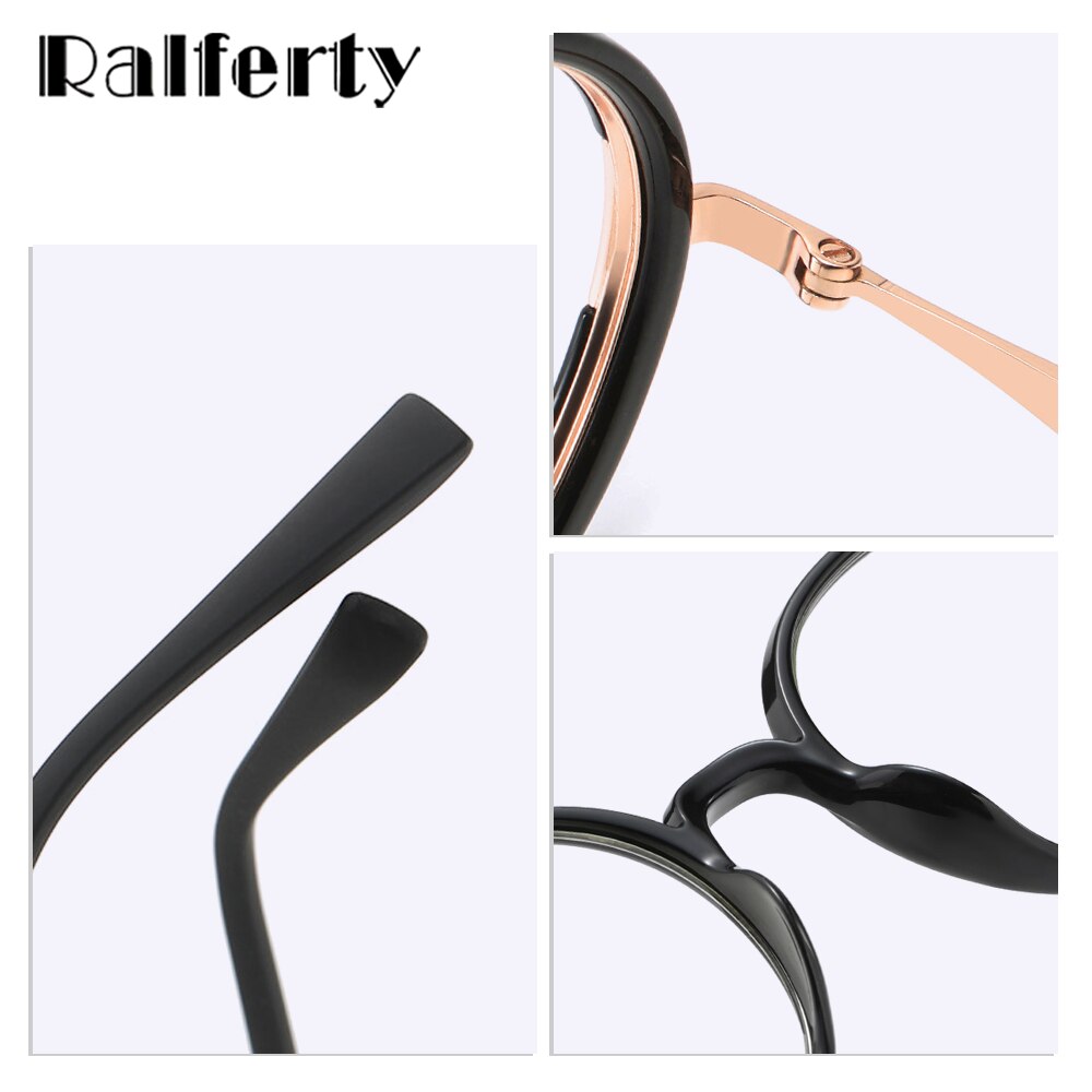 Ralferty Women's Full Rim Oversize Round Tr 90 Acetate Eyeglasses D881 Full Rim Ralferty   