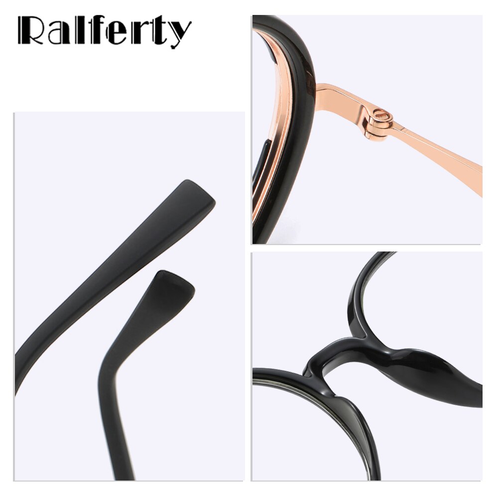 Ralferty Women's Full Rim Oversize Round Tr 90 Acetate Eyeglasses D881 Full Rim Ralferty