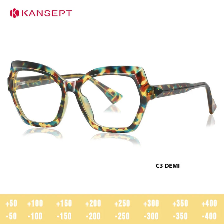 Kansept Women's Full Rim Polygon Tr 90 Alloy Reading Glasses 67043