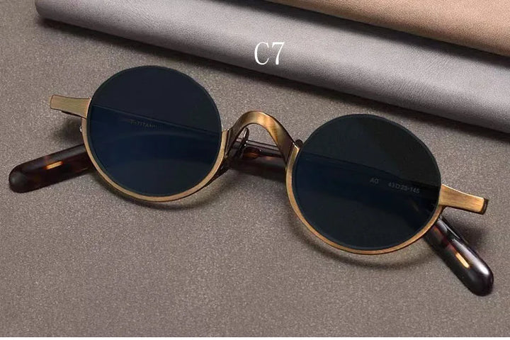 Yujo Unisex Semi Rim Oval Titanium Polarized Sunglasses Y4338 Sunglasses Yujo C7 CHINA