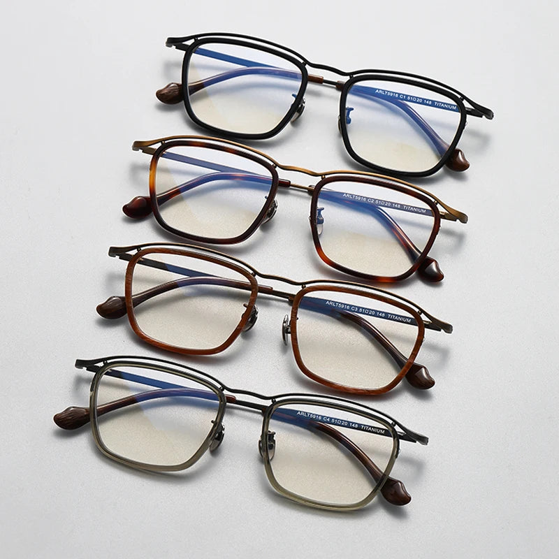 Gatenac Unisex Full Rim Square Acetate Titanium Eyeglasses Gxyj1459 Full Rim Gatenac