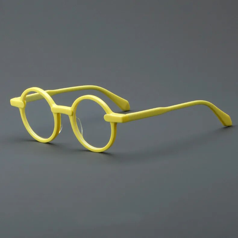 CCspace Unisex Full Rim Round Acetate Eyeglasses 56994 Full Rim CCspace C5Yellow