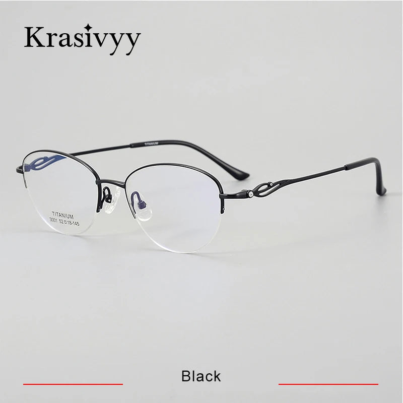 Krasivyy Unisex Semi Rim Oval Square Titanium Eyeglasses 33001