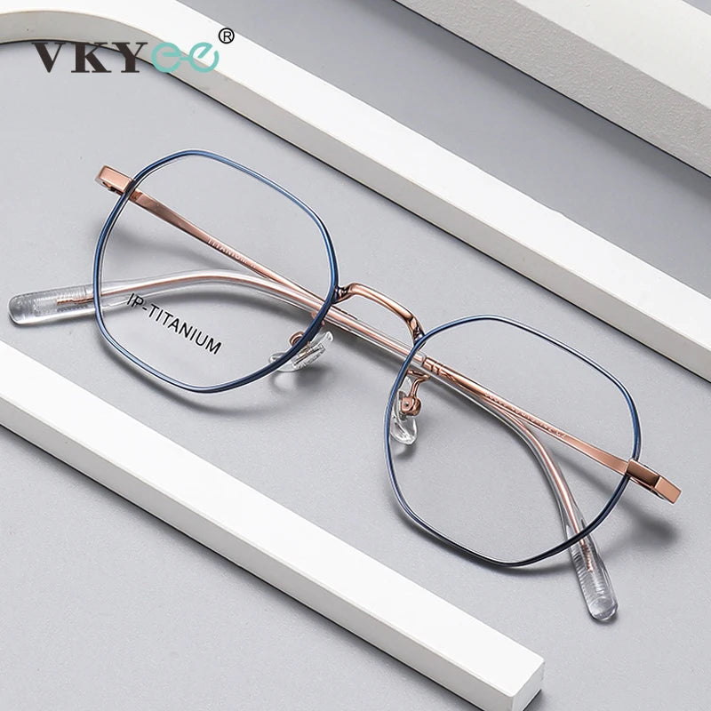 Vicky Women's Full Rim Polygon Oval Titanium Reading Glasses 698609