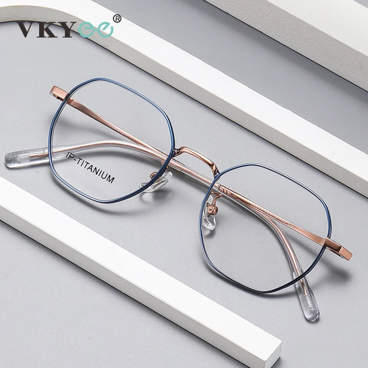 Vicky Women's Full Rim Polygon Oval Titanium Reading Glasses 698609