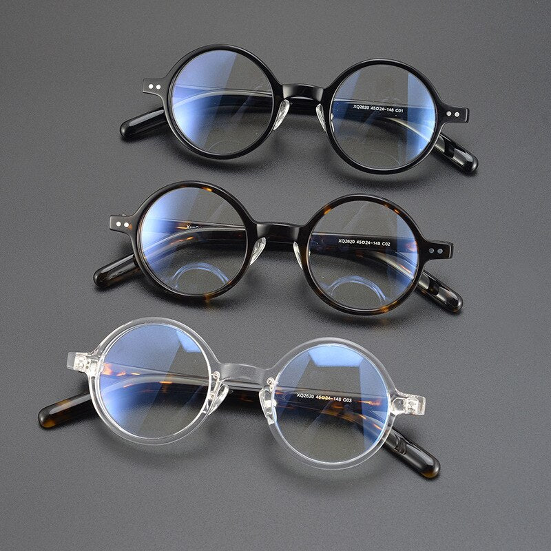 Gatenac Unisex Full Rim Round Acetate Eyeglasses Gxyj1037 Full Rim Gatenac