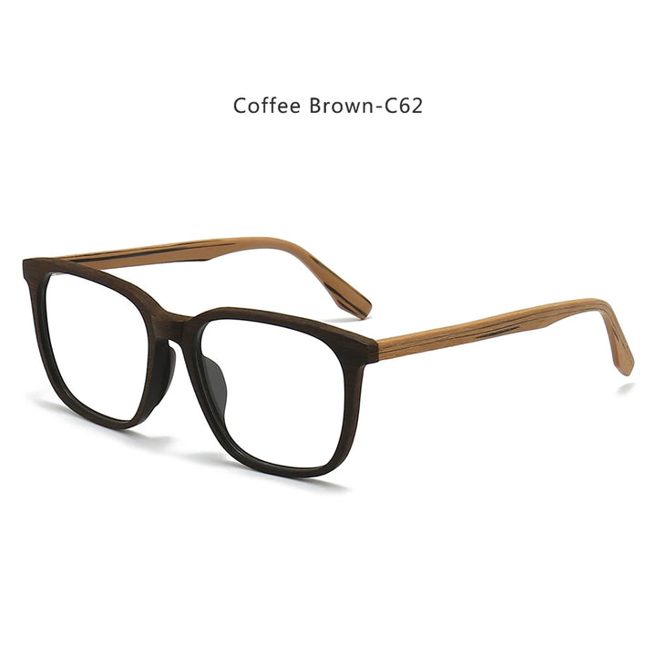 Hdcrafter Unisex Full Rim Square Oval Bamboo Wood Eyeglasses 48082 Full Rim Hdcrafter Eyeglasses Coffee-Brown-C62