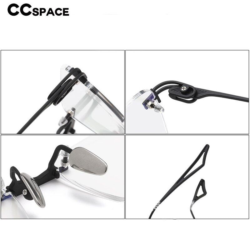 CCspace Unisex Rimless Square Titanium Eyeglasses 56511 Rimless CCspace