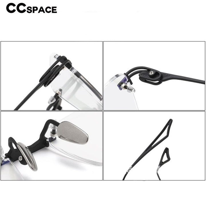 CCspace Unisex Rimless Square Titanium Eyeglasses 56511 Rimless CCspace